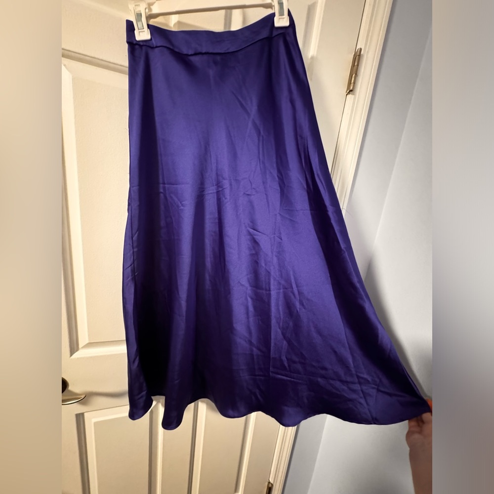 Blue satin skirt